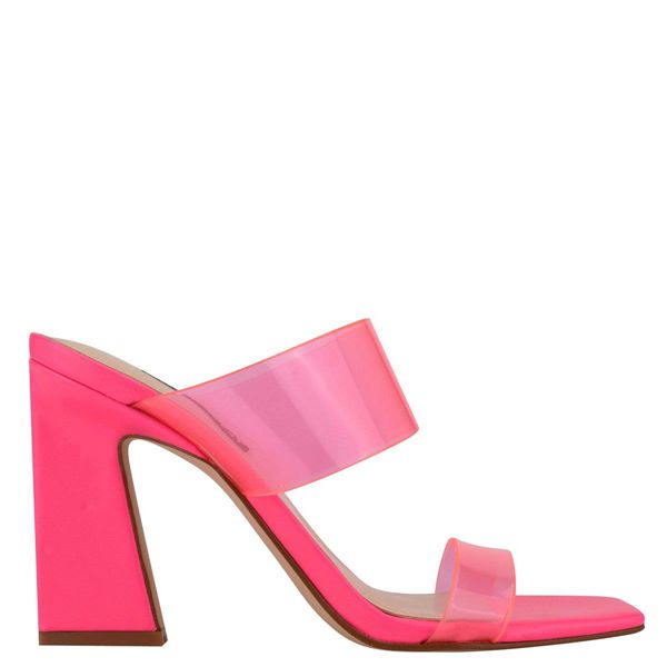 Nine West Instaa Heeled Pink Slides | South Africa 72S32-2V95